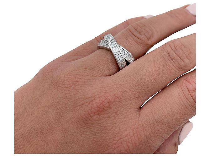Anello Chopard in oro bianco, diamanti quadrati. - vista 8