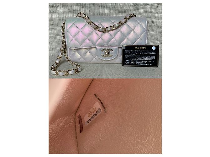 Chanel Iridescente Ivory Classic Mini Aba Simples Acolchoada Branco - vista 9