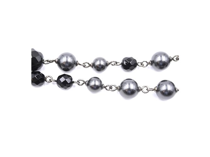 Chanel Black Grey CC Bead Pearl foderato singola collana Multicolore - vista 7