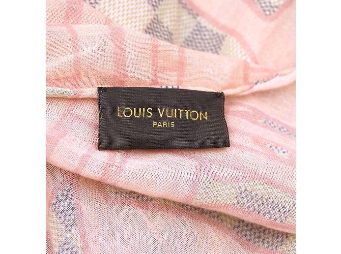 Bufanda / abrigo de algodón tahitienne rosa Damier Azur de Louis Vuitton - vista 10