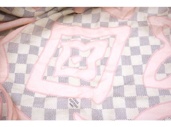 Bufanda / abrigo de algodón tahitienne rosa Damier Azur de Louis Vuitton - vista 12