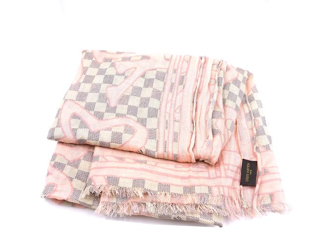 Bufanda / abrigo de algodón tahitienne rosa Damier Azur de Louis Vuitton - vista 6