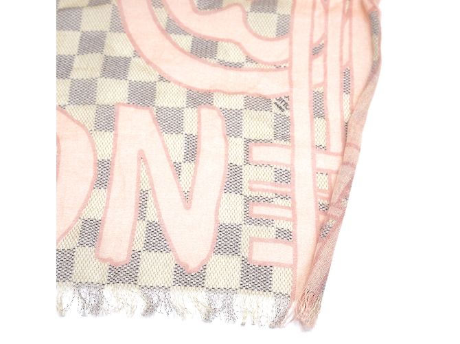 Bufanda / abrigo de algodón tahitienne rosa Damier Azur de Louis Vuitton - vista 9