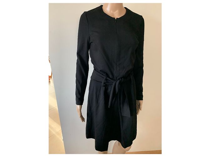 Autre Marque Stefanel Kleid Schwarz Viscose Größe M - Ansicht 2