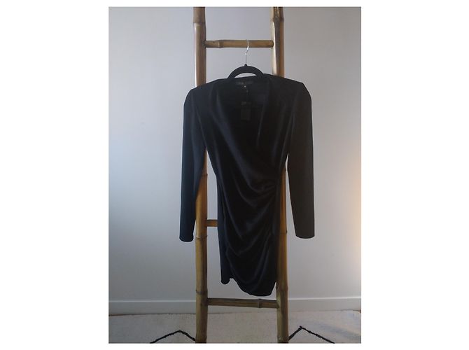 Maje Kory Kleid Schwarz Polyester Wildledereffekt - Ansicht 8