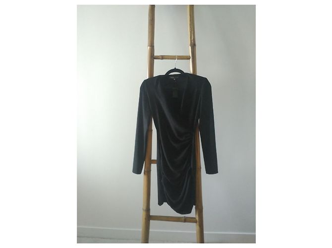 Maje Kory Kleid Schwarz Polyester Wildledereffekt - Ansicht 9