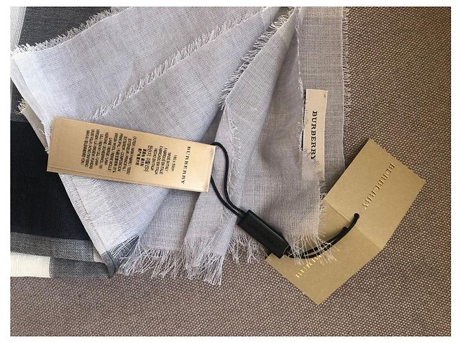 Burberry Sciarpa a quadri in lana e seta grigia Grigio - vista 3
