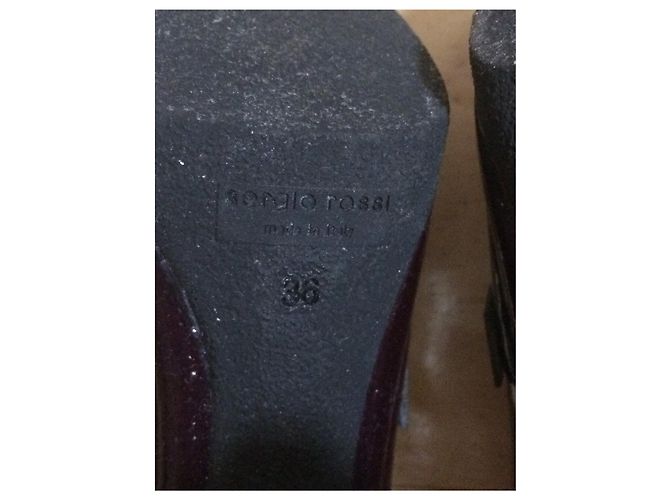 Sapatos Slingback Sergio Rossi em Couro Envernizado Berinjela Ameixa - vista 3