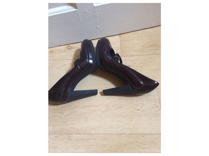 Sapatos Slingback Sergio Rossi em Couro Envernizado Berinjela Ameixa - vista 6