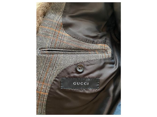 Giacca Gucci in tweed e collo di lupo Marrone - vista 4