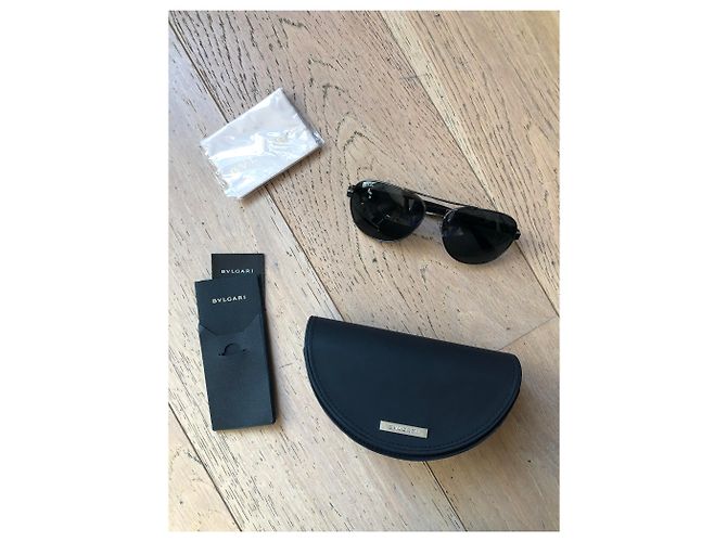 Gafas de sol Bulgari Aviator negras de acero Negro - vista 2