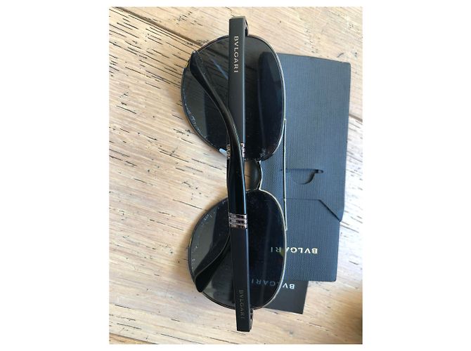 Gafas de sol Bulgari Aviator negras de acero Negro - vista 3