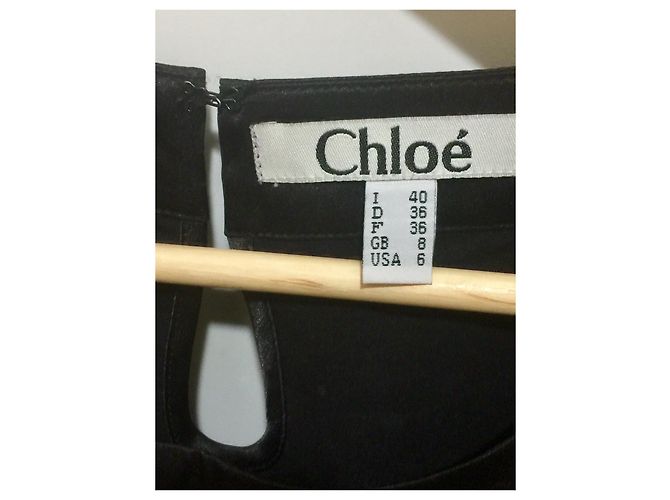 Abito Chloé in raso nero con borchie dorate - vista 2