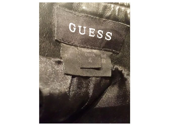 Guess Calça de couro com zíper Preto - vista 3