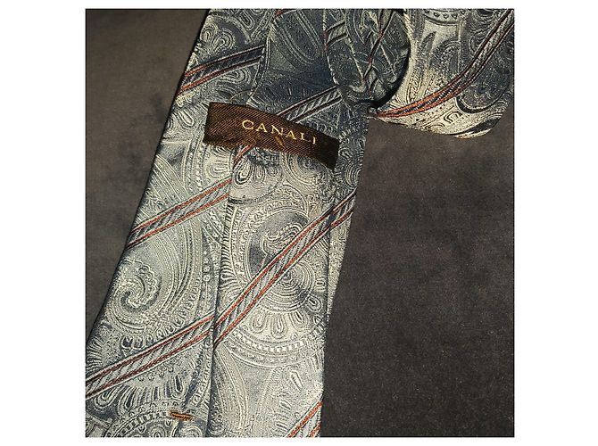CANALI / BLUE SILK TIE MIT TEXTURED EFFECT / NEU MIT LABEL CANALI LABEL Hellblau - Ansicht 8
