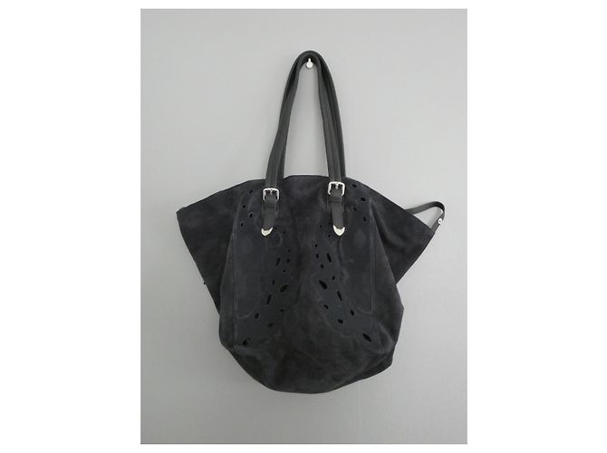 Borsa shopping Ikks in pelle blu effetto velluto Blu navy - vista 11