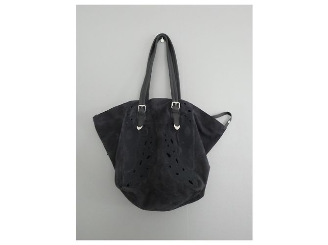 Borsa shopping Ikks in pelle blu effetto velluto Blu navy - vista 12
