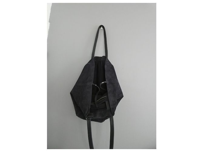 Borsa shopping Ikks in pelle blu effetto velluto Blu navy - vista 13