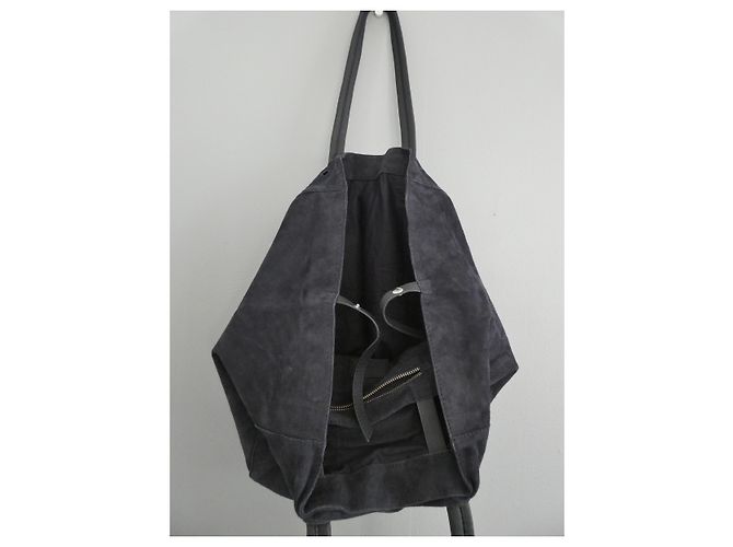Borsa shopping Ikks in pelle blu effetto velluto Blu navy - vista 14