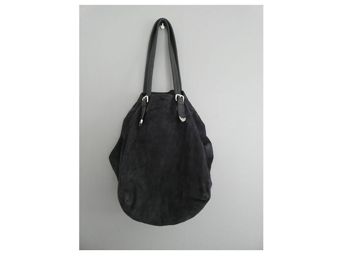 Borsa shopping Ikks in pelle blu effetto velluto Blu navy - vista 6