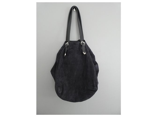 Borsa shopping Ikks in pelle blu effetto velluto Blu navy - vista 7