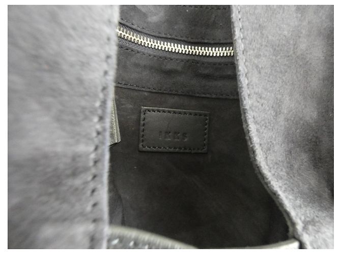Borsa shopping Ikks in pelle blu effetto velluto Blu navy - vista 8