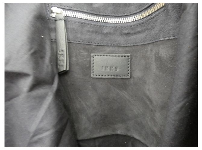 Borsa shopping Ikks in pelle blu effetto velluto Blu navy - vista 9
