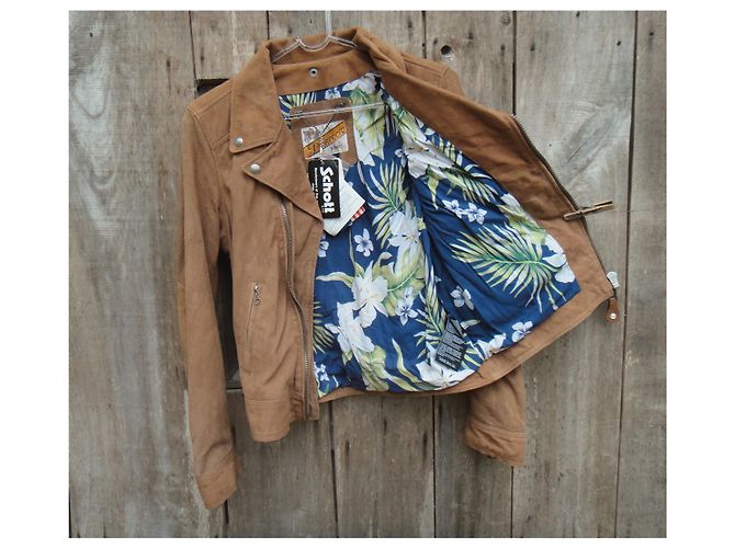 Schott Damen Bikerjacke Sommerversion t L. Beige - Ansicht 6