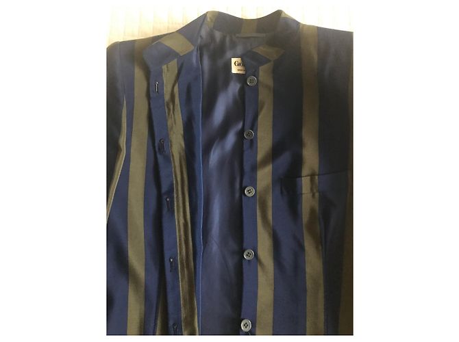 Giorgio Armani Terninho de seda elegante Caqui Azul marinho - vista 2