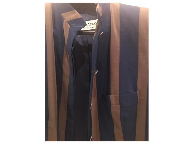 Giorgio Armani Terninho de seda elegante Caqui Azul marinho - vista 4