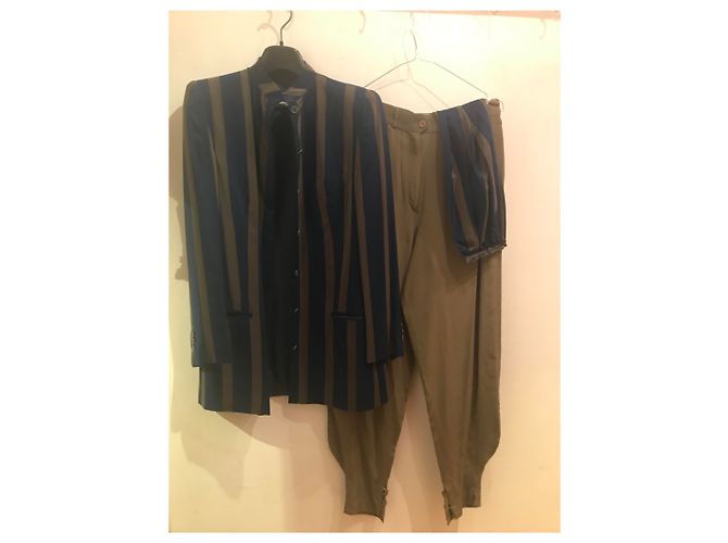 Giorgio Armani Terninho de seda elegante Caqui Azul marinho - vista 5