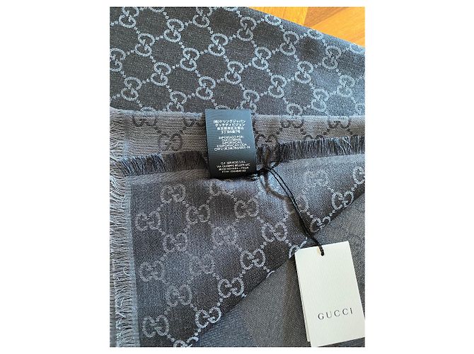 gucci, écharpe gucci antracite neuf - vista 3