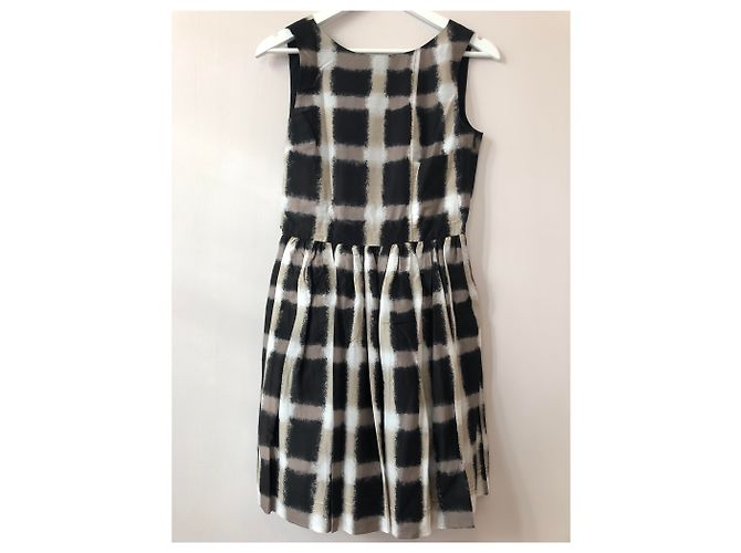 Abito in cotone e seta Marc by Marc Jacobs Marrone Nero Beige Bianco sporco - vista 2