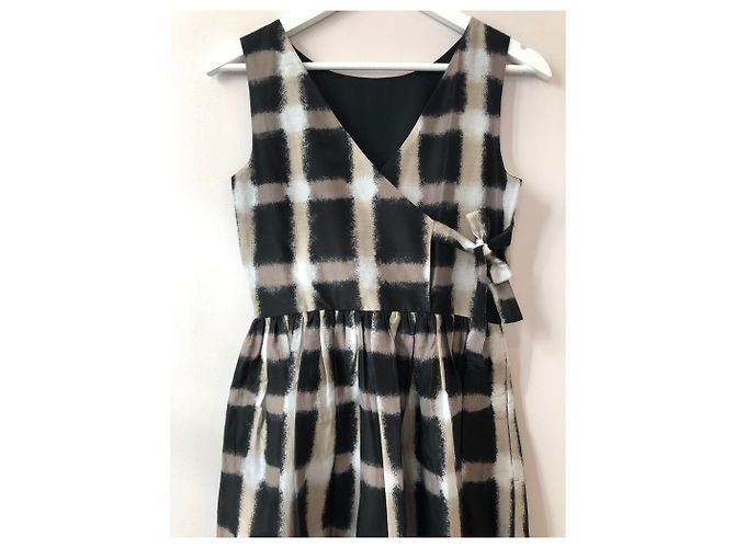 Abito in cotone e seta Marc by Marc Jacobs Marrone Nero Beige Bianco sporco - vista 4