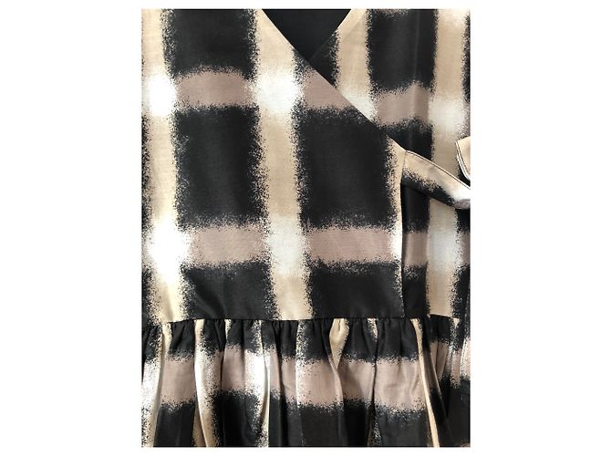 Abito in cotone e seta Marc by Marc Jacobs Marrone Nero Beige Bianco sporco - vista 6
