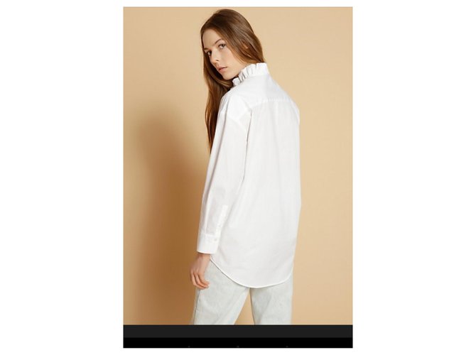 Sandro Op Dust Baumwollbluse in Eggshell Aus weiß - Ansicht 9