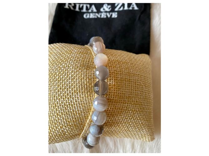 Bracelet gros modèle arbre de vie plaqué or rose Rita & Zia Doré Gris - vue 3