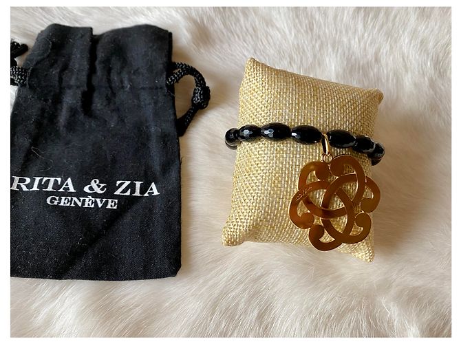 Bracciale Rita & Zia camelia modello grande Nero D'oro - Ansicht 2
