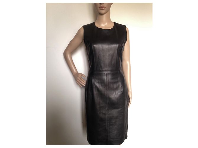 Georges Rech Kleid aus schwarzem Lammleder - Ansicht 3