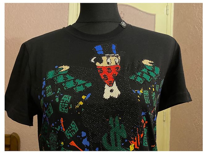 T-shirt Philipp Plein Monopoli Al Nera Cotone Nero - vista 3