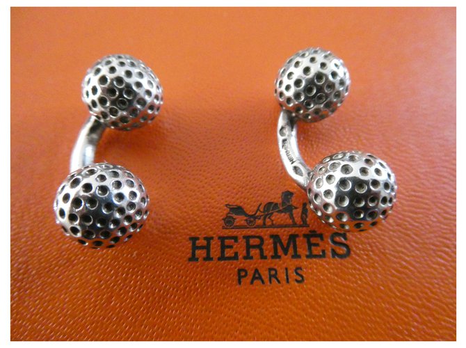 Coppia di gemelli con pallina da golf in argento sterling Hermès - vista 2