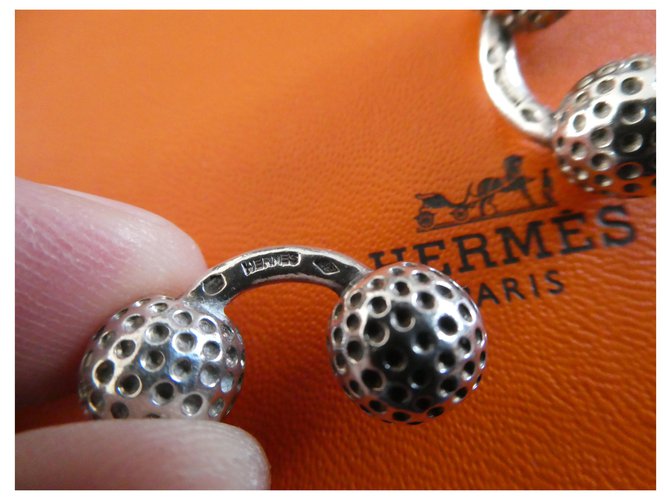 Coppia di gemelli con pallina da golf in argento sterling Hermès - vista 3
