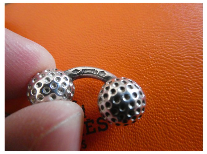 Coppia di gemelli con pallina da golf in argento sterling Hermès - vista 4