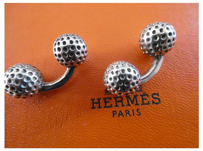 Coppia di gemelli con pallina da golf in argento sterling Hermès - vista 6
