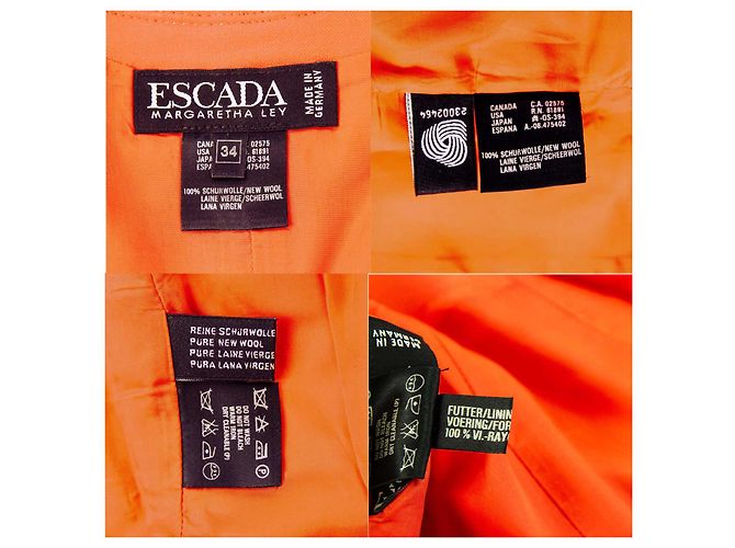 Blazer vintage Escada e bustino in arancione brillante - SZ36 / 34 Rosso - vista 3