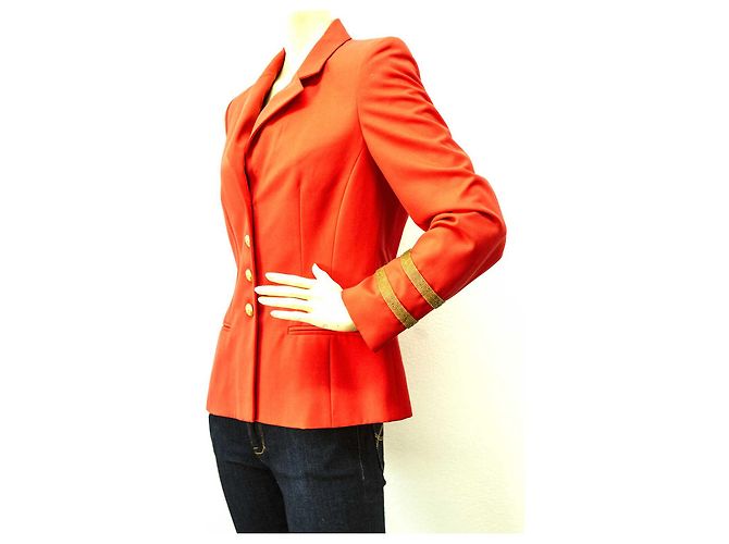 Blazer vintage Escada e bustino in arancione brillante - SZ36 / 34 Rosso - vista 4