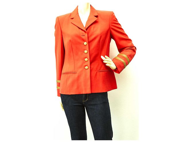 Blazer vintage Escada e bustino in arancione brillante - SZ36 / 34 Rosso - vista 5