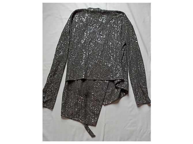 Bitte Kai Rand grauer Bolero Cardigan mit silbernen Mustern - Ansicht 2