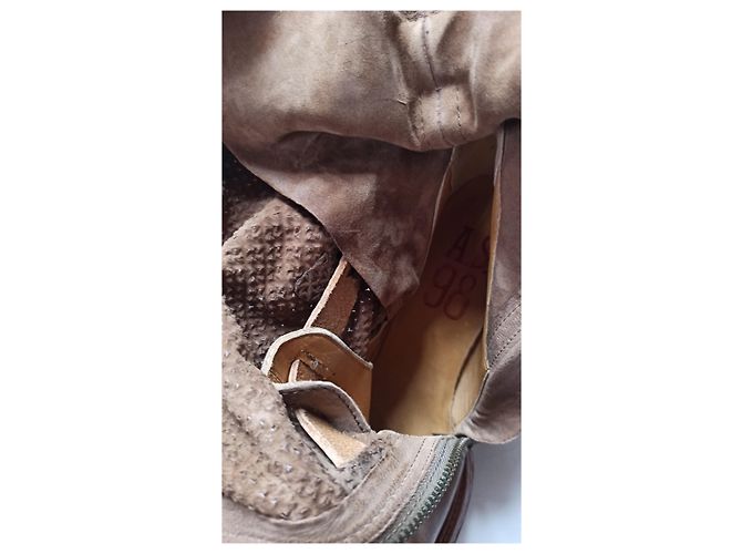 Autre Marque to.S.98 Botines de Cuero Patchwork Marrón Castaño - vista 10