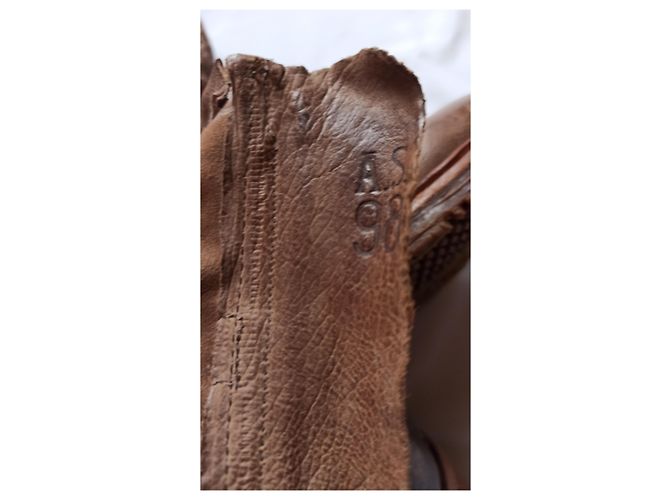 Autre Marque to.S.98 Botines de Cuero Patchwork Marrón Castaño - vista 7